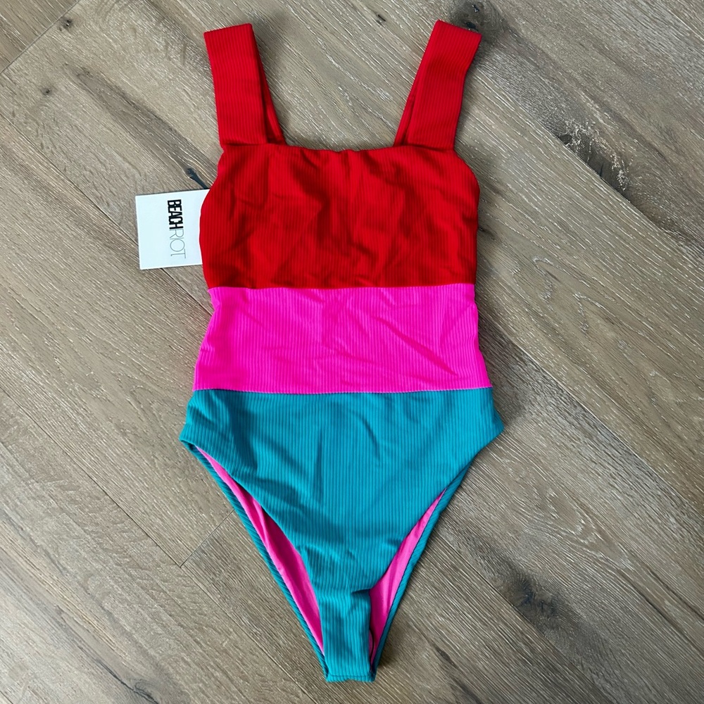 Beach Riot Color Block One Piece NWT